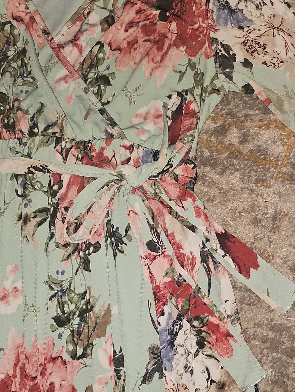 Pinkblush Blue Teal Floral Surplice Bodice Maternity Maxi Dress XL NWT - Picture 5 of 11